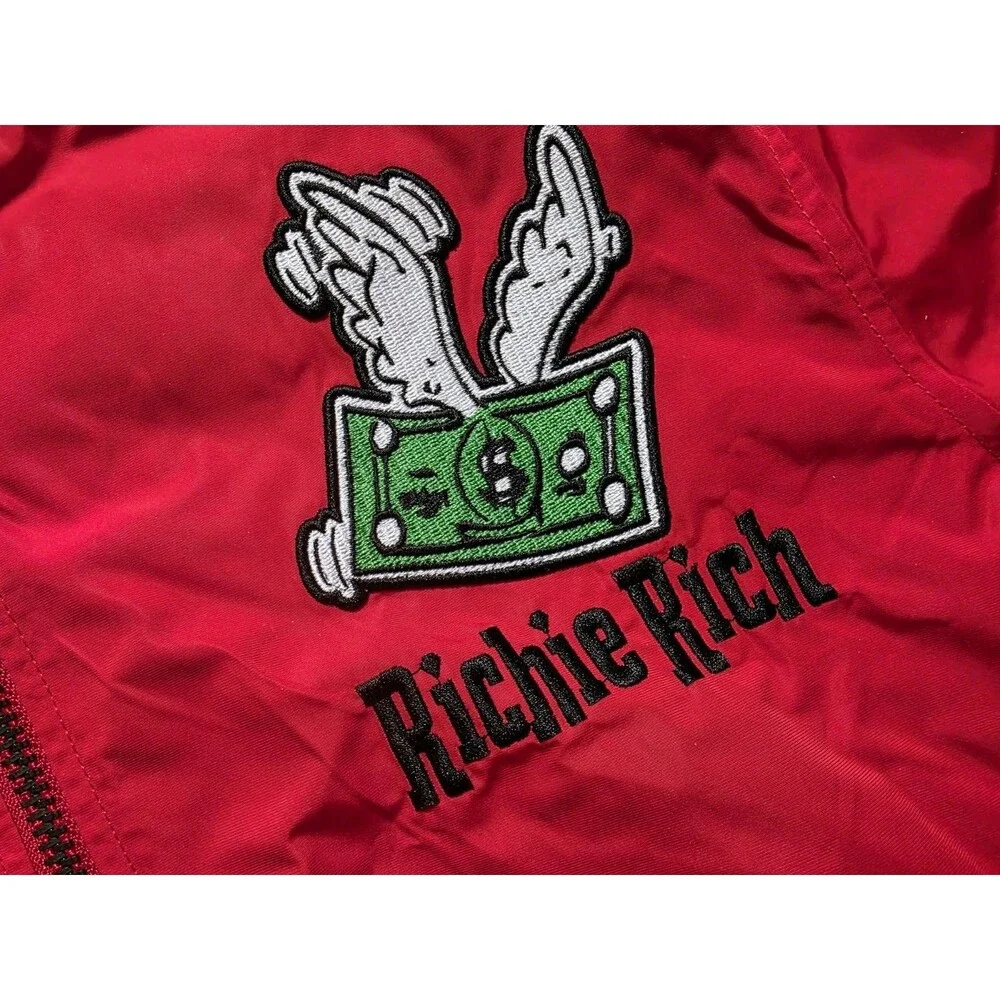Richie Rich Bomber Jacket Men’s Size Medium Cartoon Graphic Streetwear Y2K Bling